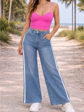 Halara Flex High Waisted Stripe Wide Leg Jeans Sz S/P – NWOT (D/110)